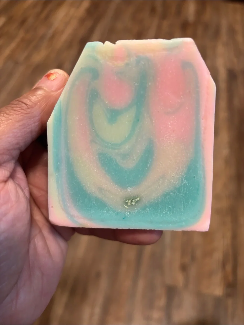 Handmade Pink & Teal Swirl Bath Soap - Gentle Moisturizing Bar